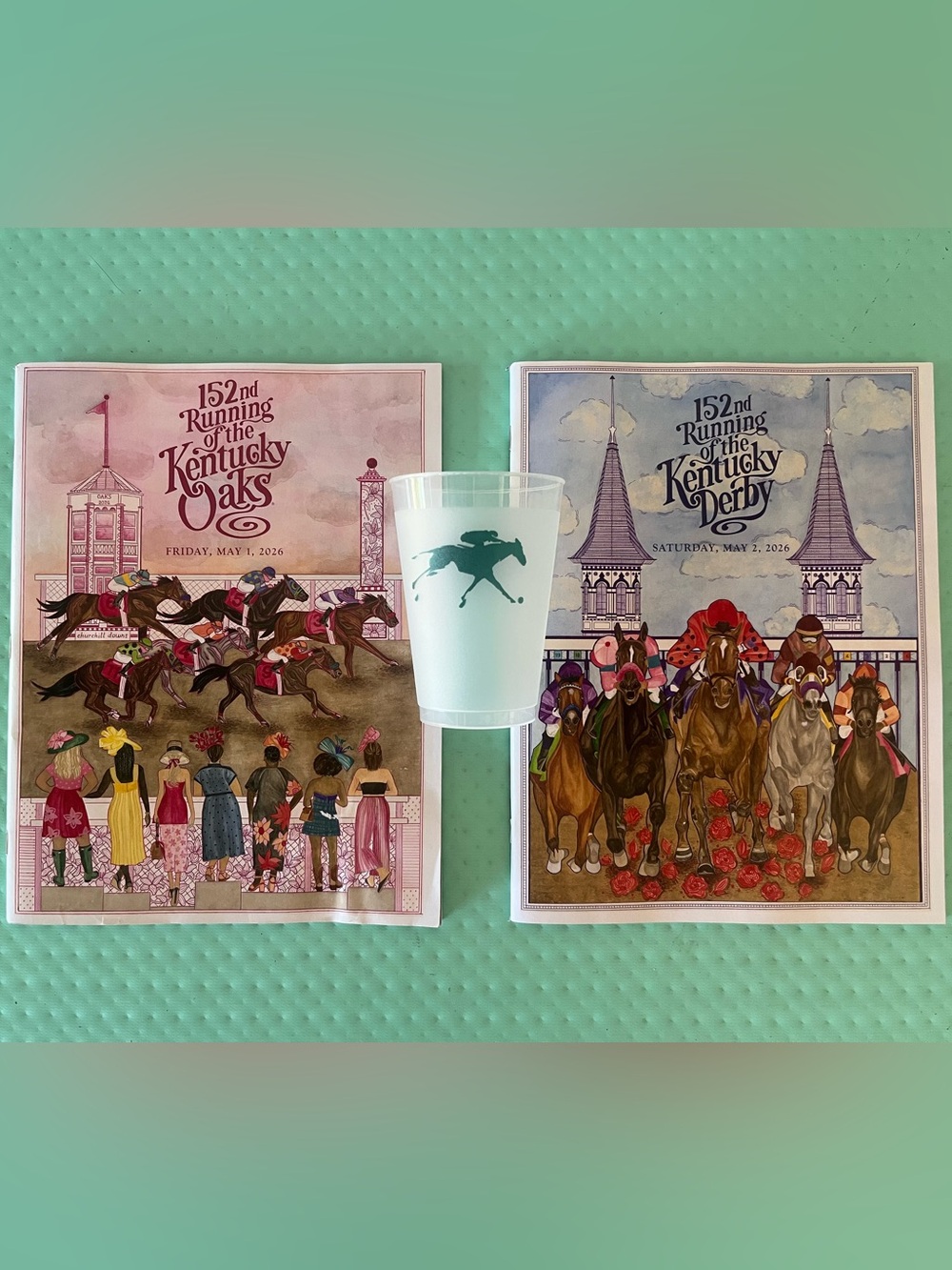 2026 set of 152nd Kentucky Derby & Oaks Programs + 12oz Keenland Souvenir Cup